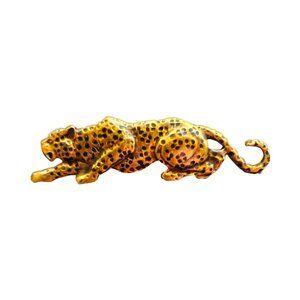 Vintage Gold Tone Leopard Brooch Pin unsigned